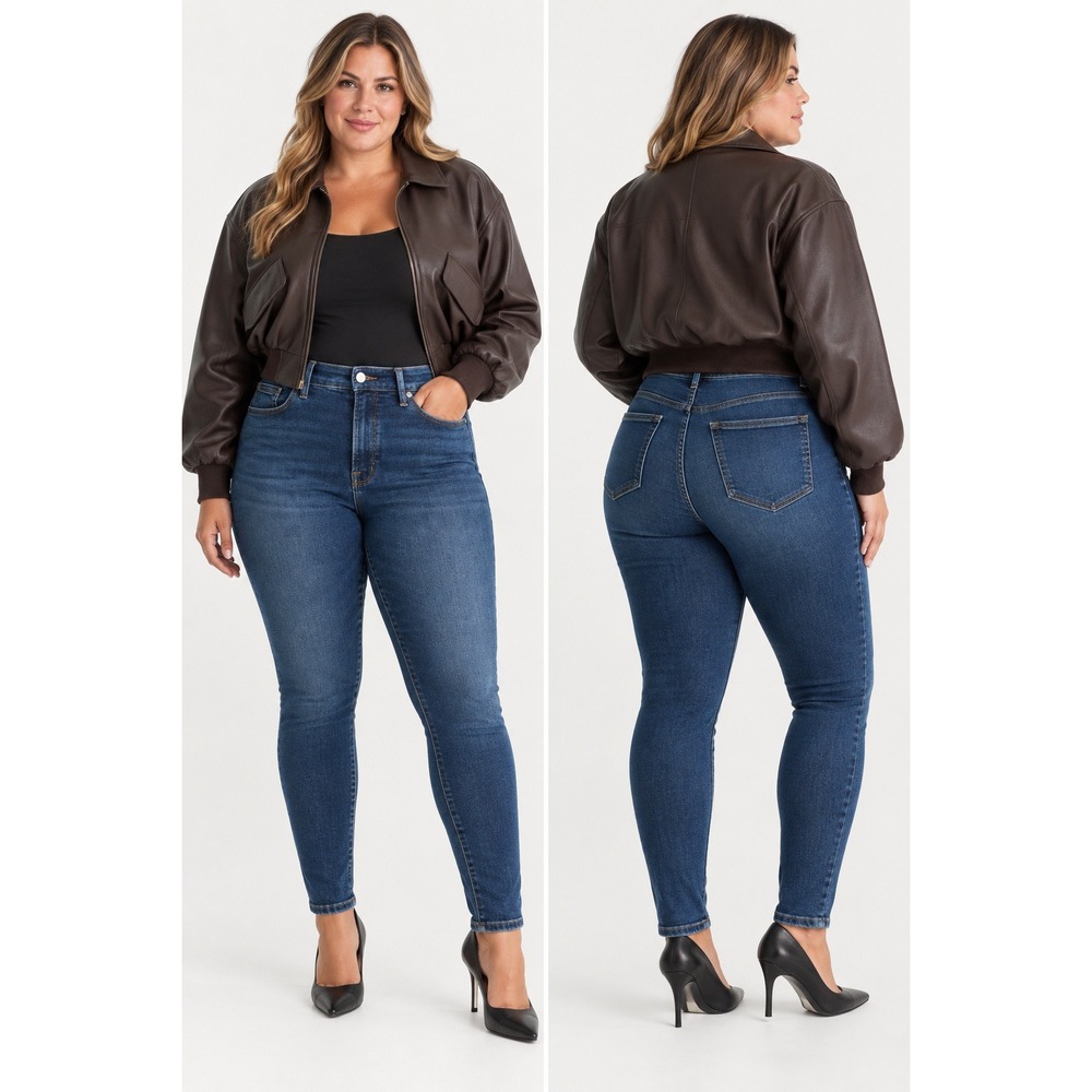 Good American Good Legs Long Tall High Rise Always fits Jeans Dark Wash Sz 14-18